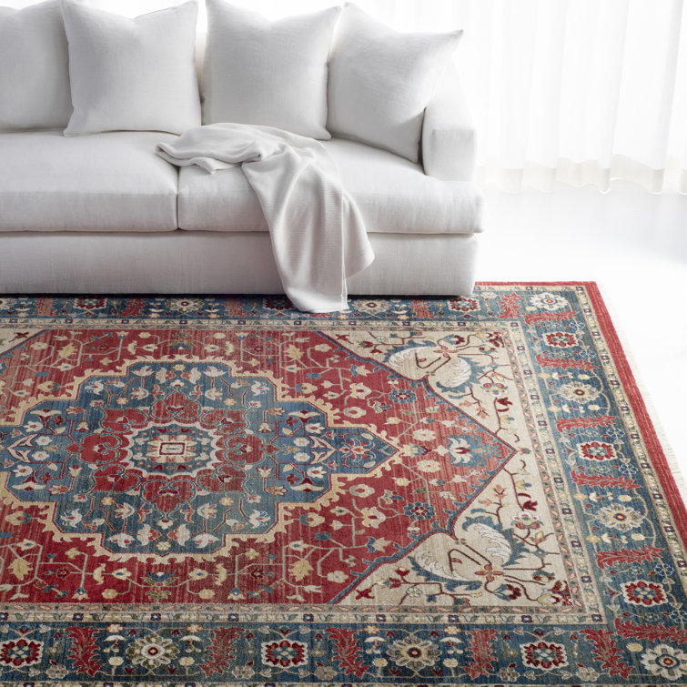 Regal Medallion 8' x 10' Red and Navy Polypropylene Area Rug