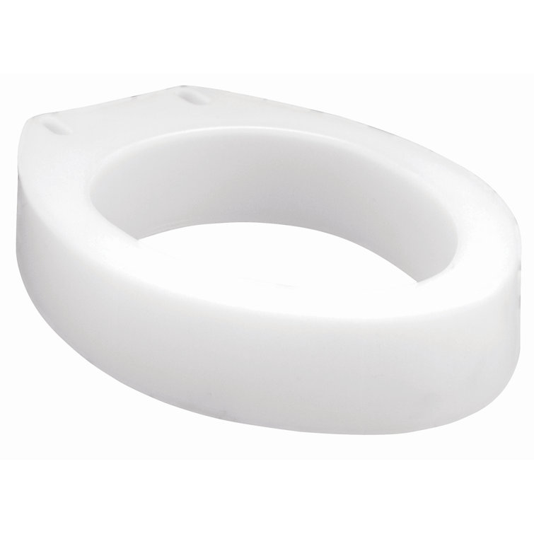 White Molded Plastic Elongated Raised Toilet Seat Elevator