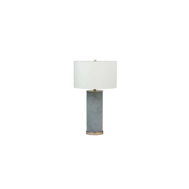 Gray Swirled Glass and Champagne Table Lamp with Linen Shade