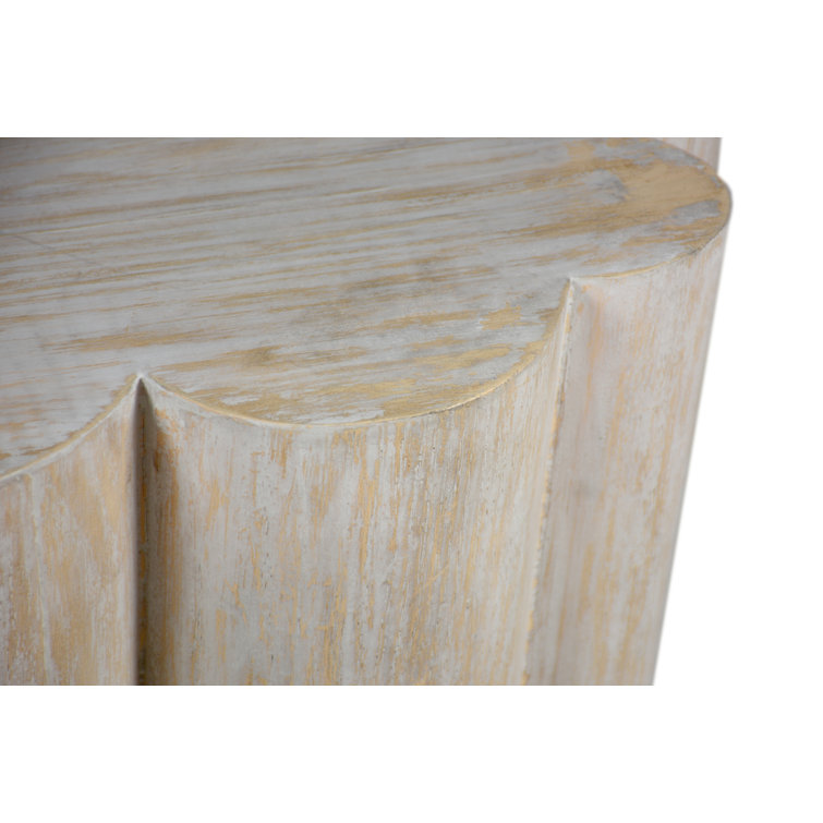 Modern Gray Whitewash Wood Oval Pedestal End Table