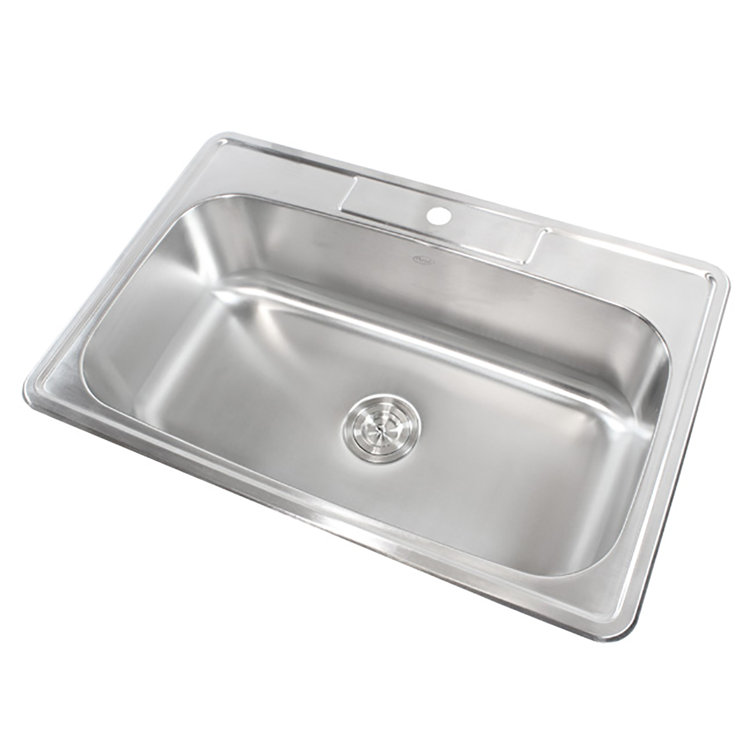 33'' Brushed Stainless Steel Single Bowl Drop-In Kitchen Sink
