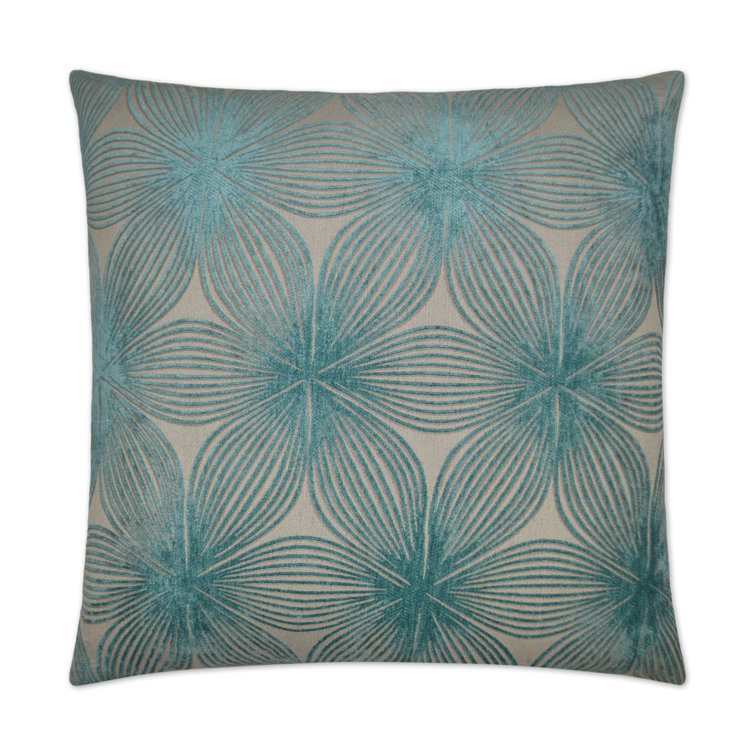 Aqua and Ivory Abstract Leaf Decorative Pillow