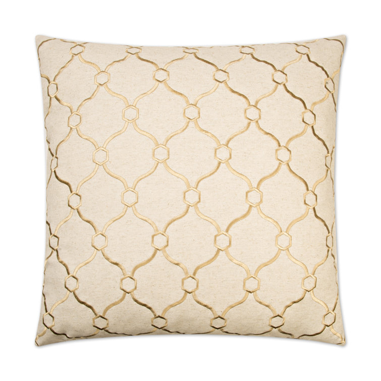 Ivory and Pink Linen Blend Square Throw Pillow 24" x 24"