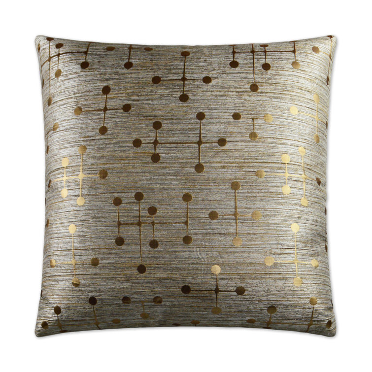 Gold Jacquard Woven Square Decorative Throw Pillow