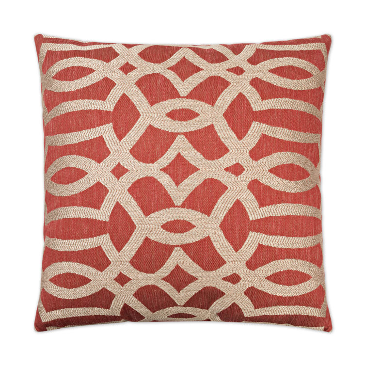 Red and Gold Polyester Lumbar Throw Pillow