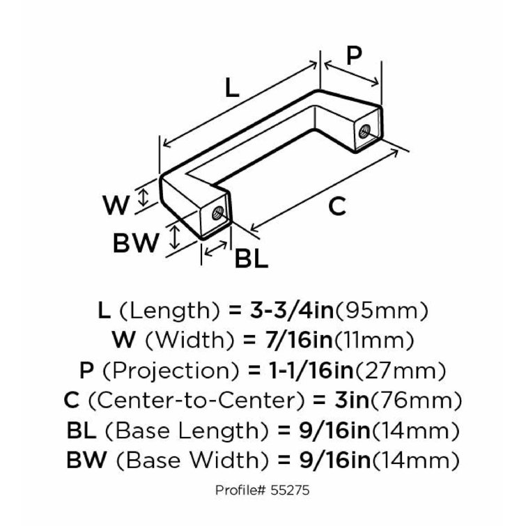 Satin Nickel 3" Center to Center Cabinet Bar Pull