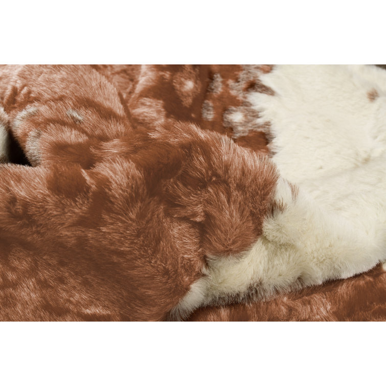 Sunray Brown & Off-White Faux Cowhide Easy-Care Rug 5'x7.5'