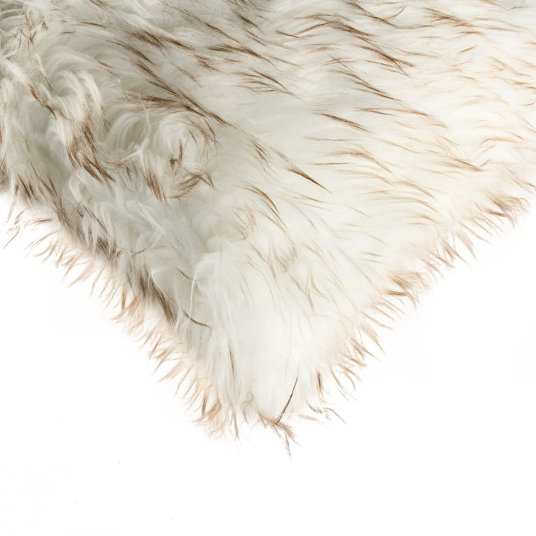 Gradient Tan Faux Fur Square Throw Pillow Set