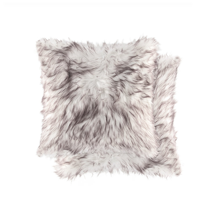 Gradient Chocolate Faux Fur Square Throw Pillows Set