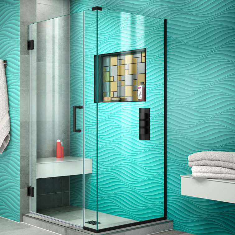 Unidoor Plus Frameless Bronze Hinged Shower Enclosure with Clear Glass