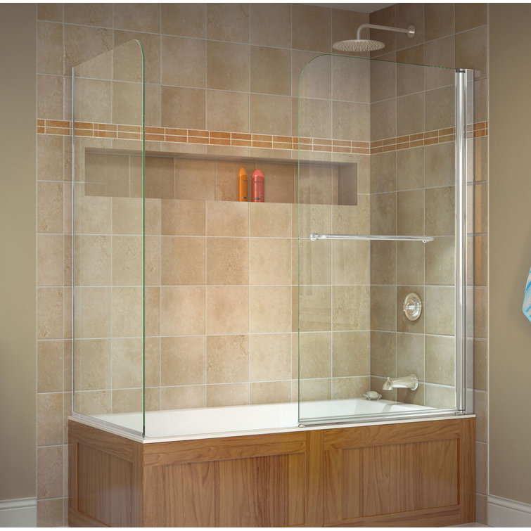 Aqua 56" x 58" Frameless Chrome Pivot Tub Door