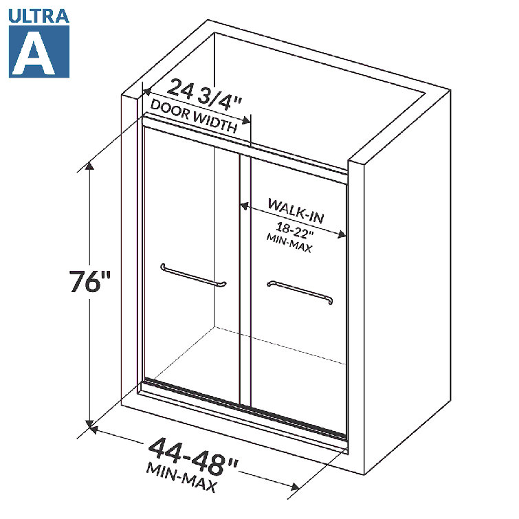 Ultra-A Chrome 44-48" Frameless Sliding Shower Door