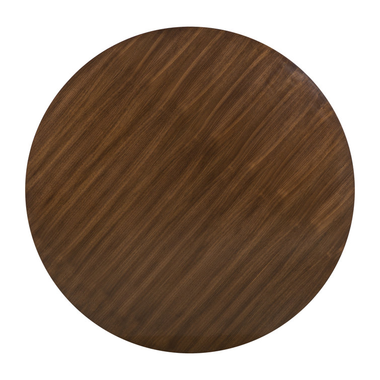Mid-Century Modern Round Walnut Dining Table with Brass Base