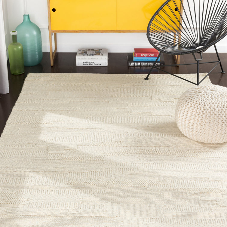 Handwoven Cream Wool Flatweave 8' x 10' Rug