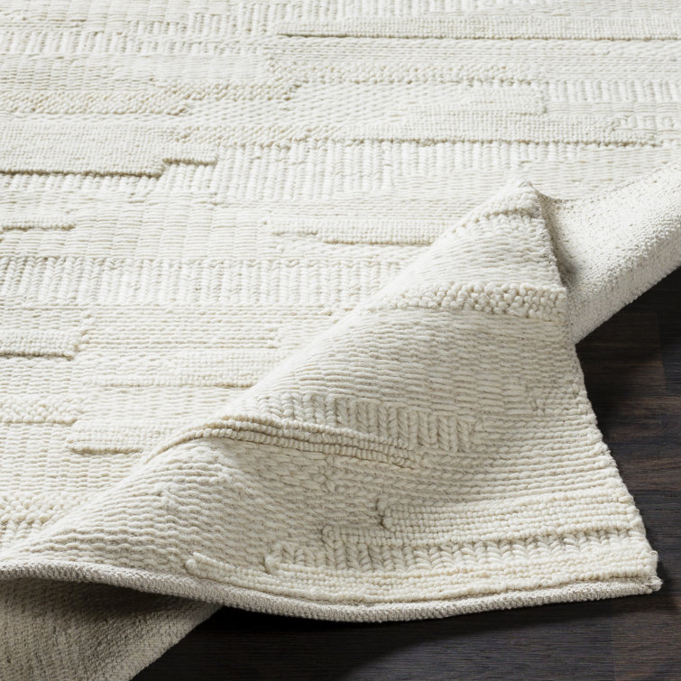 Handwoven Cream Wool Flatweave 8' x 10' Rug