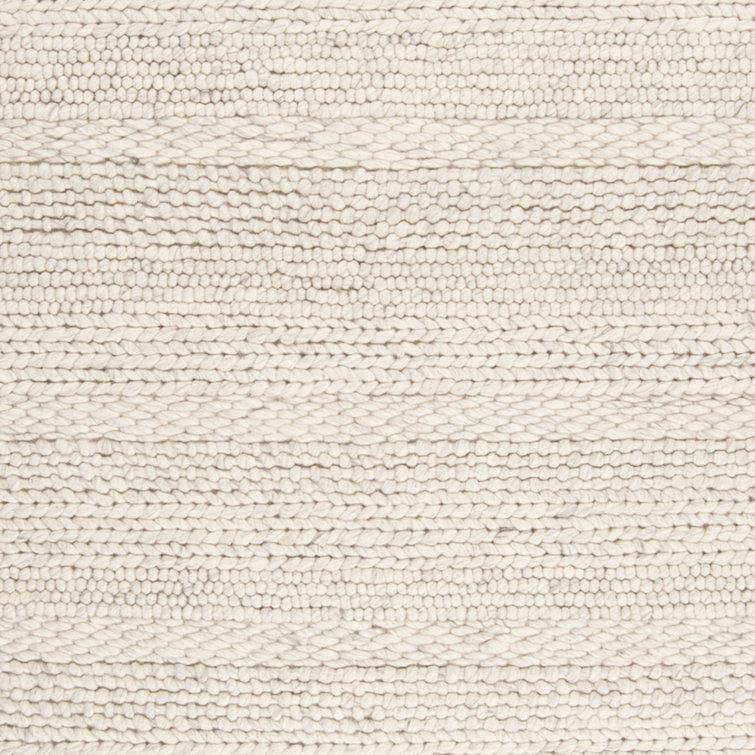 Handmade Beige Wool Braided Rectangular Rug - 2' x 3'