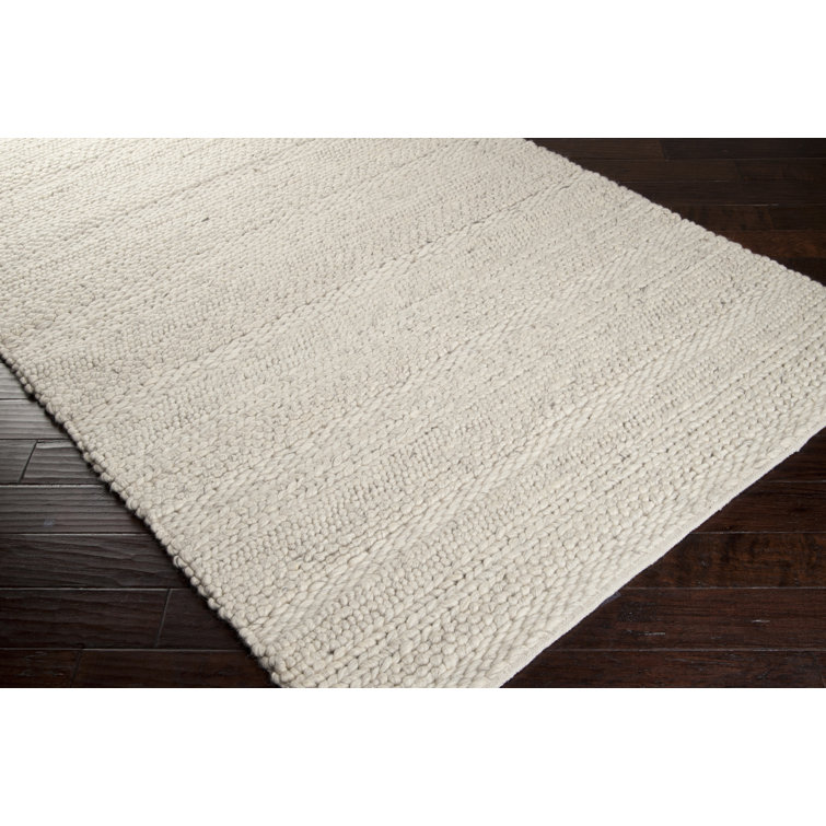 Handmade Beige Wool Braided Rectangular Rug - 2' x 3'