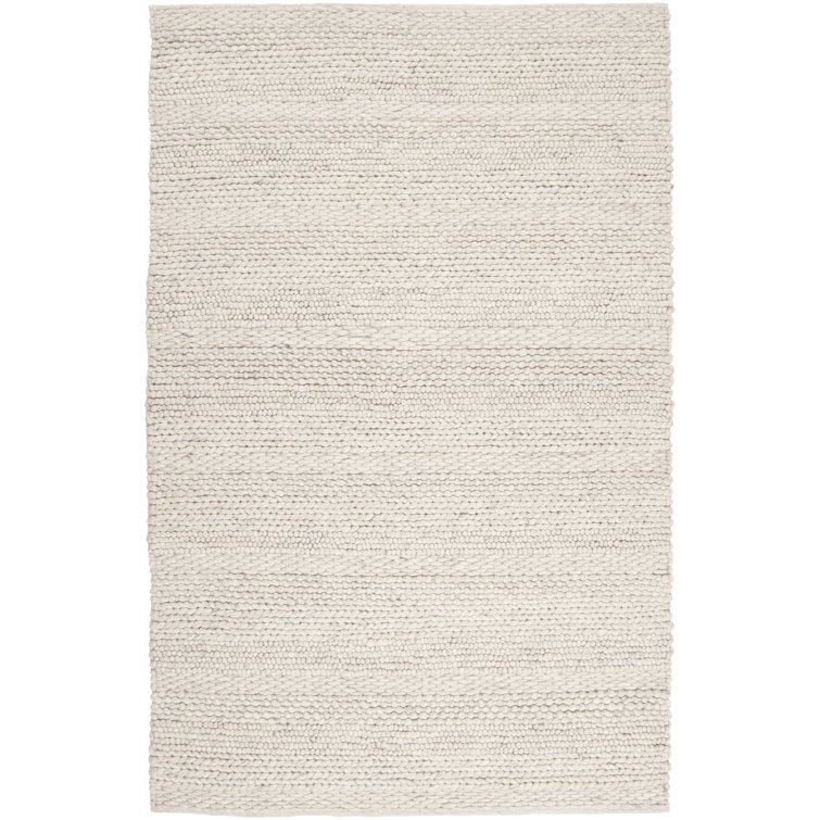 Handmade Beige Wool Braided Rectangular Rug - 2' x 3'