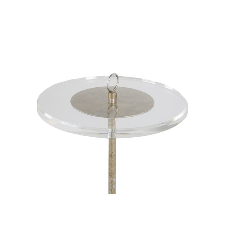 Gray Alabaster and Lucite Round End Table