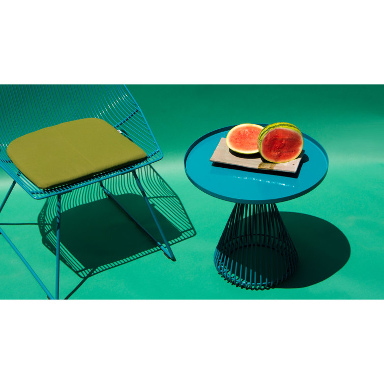 Peacock Blue Metal Saddle Style Counter Stool