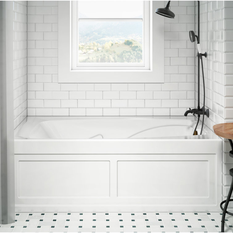 Cetra 60" x 32" White Acrylic Alcove Whirlpool Bathtub