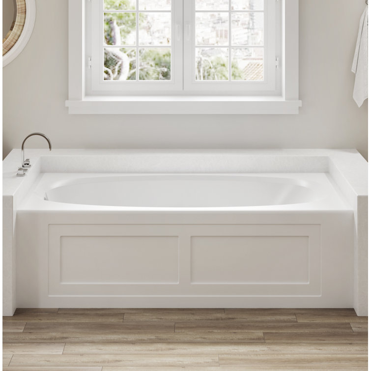 Amiga 72'' White Acrylic Alcove Bathtub with Jets