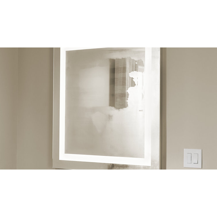 Sleek & Chic 40" x 30" Clear Modern Frameless Lighted Bathroom Mirror
