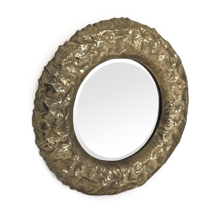 Bronze and Gold Round Wood Accent Wall Mirror