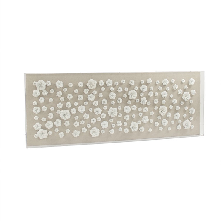 Handcrafted Ceramic Flowers in Acrylic Shadowbox Wall Art