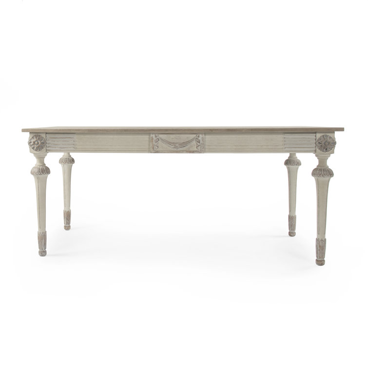 Bastian Rectangular Distressed Off-White Wood Dining Table
