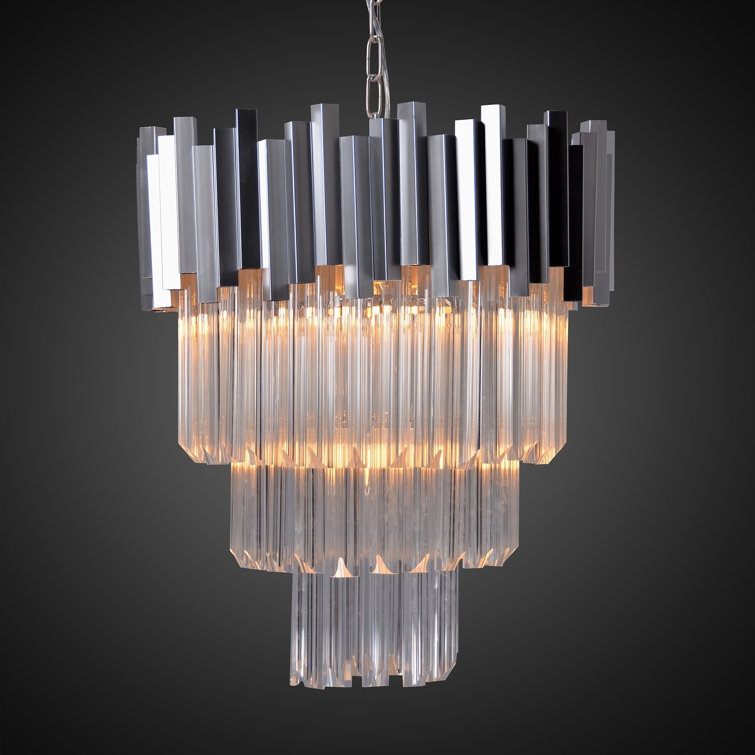 Matte Silver and Clear Crystal 4-Light Chandelier