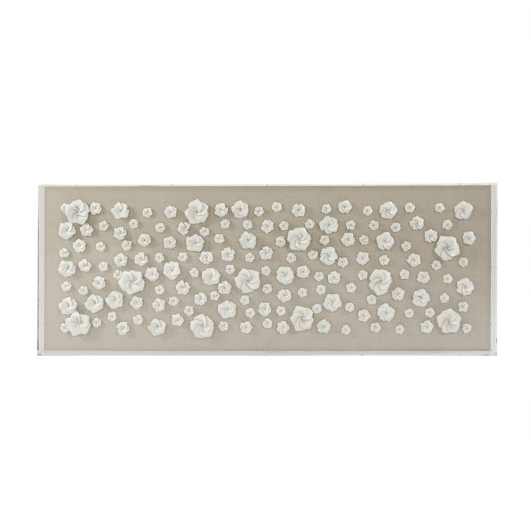Handcrafted Ceramic Flowers in Acrylic Shadowbox Wall Art