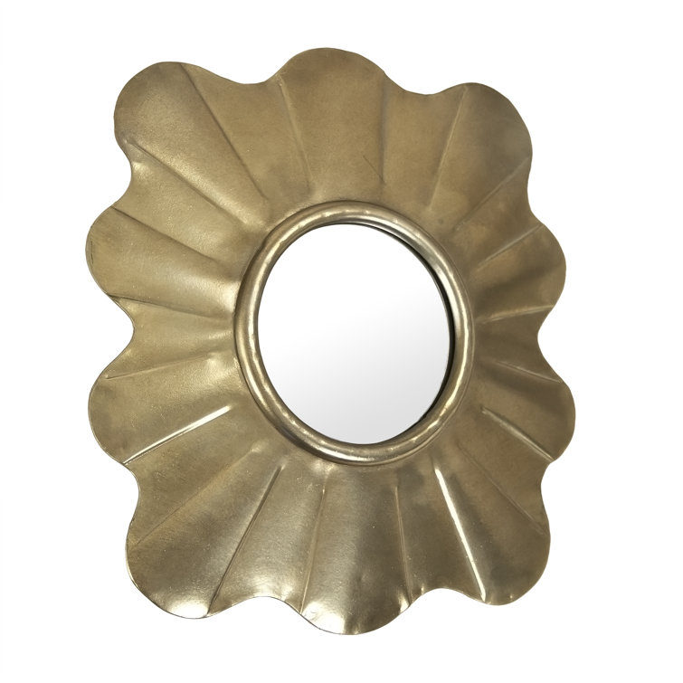 Antique Light Gold Ruffled Edge Rectangular Wood Mirror