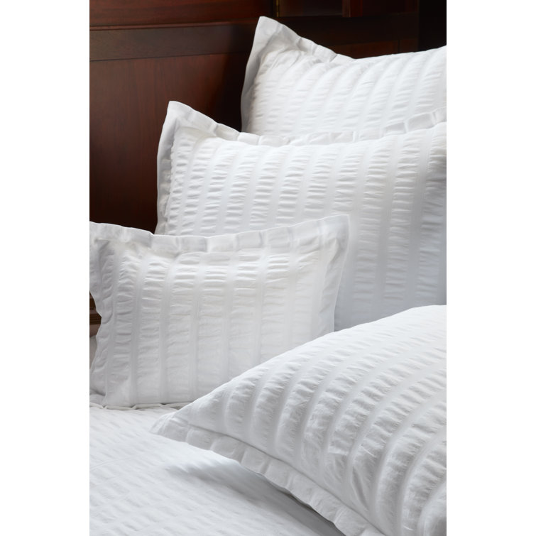 Seersucker Basketweave Full/Queen Cotton Duvet Cover - White