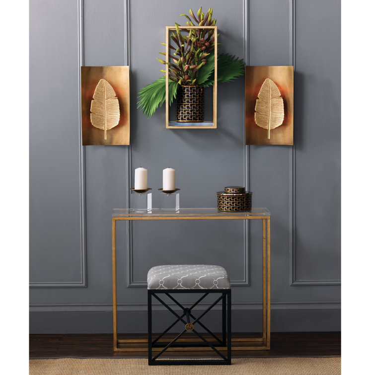 Aged Brass and Gold Banana Leaf Wall Sconce