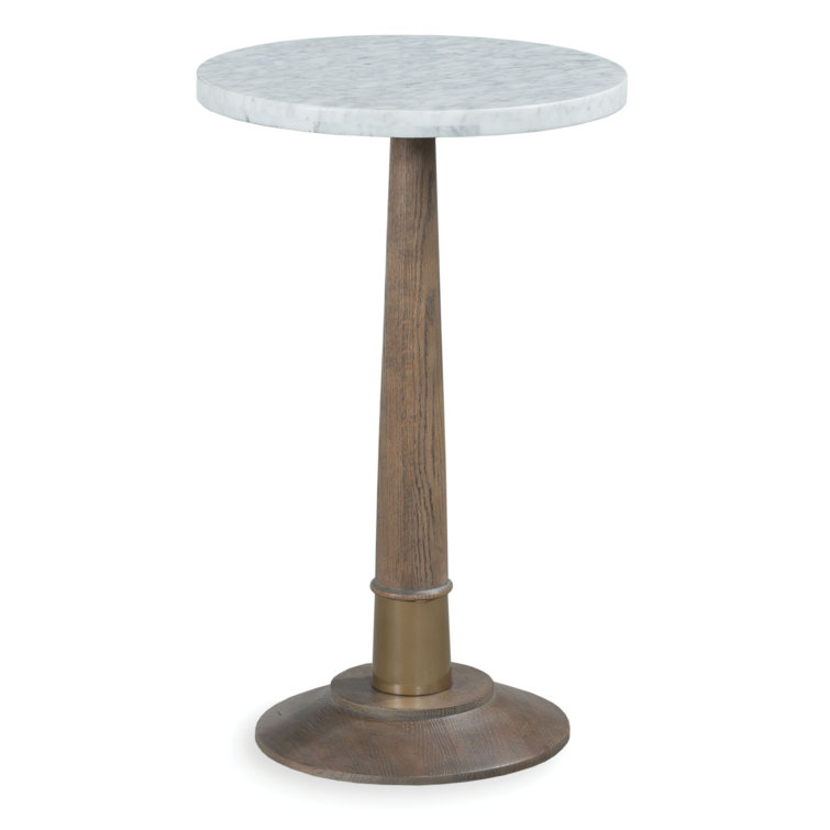 Provence Round Marble Top Pedestal Table with Oak Base