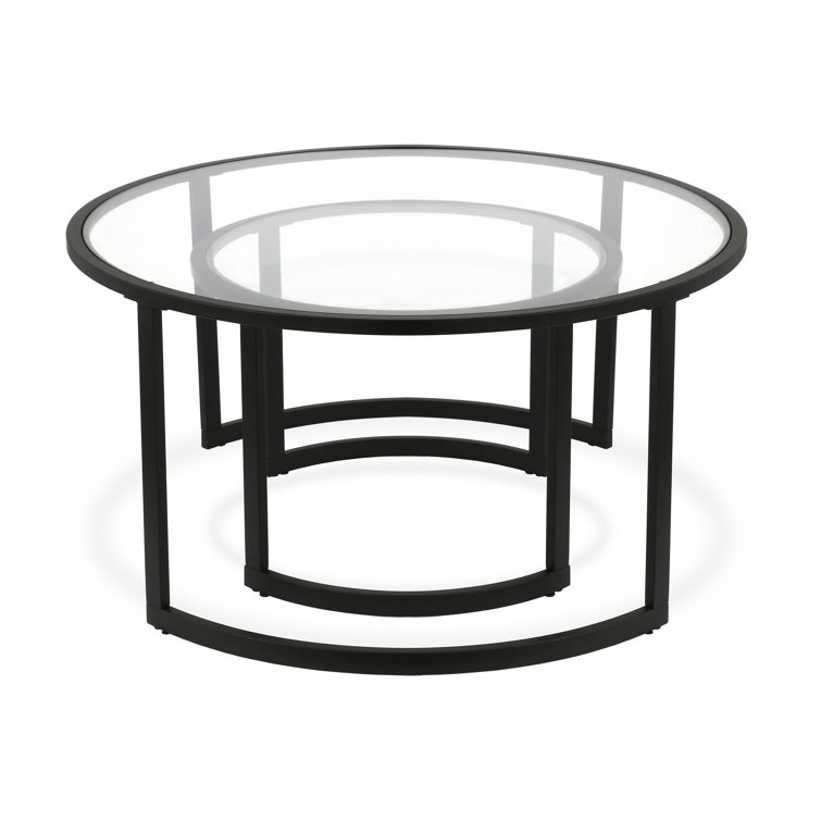 Eclipse 36" Blackened Bronze Metal & Glass Round Nesting Coffee Tables