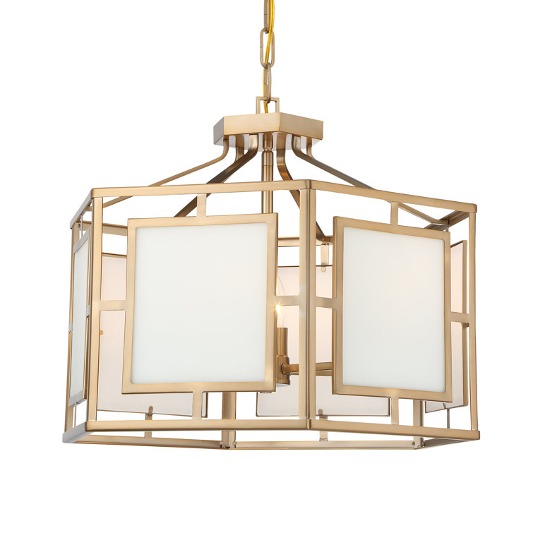 Vibrant Gold 6-Light Drum Chandelier with Silk Glass