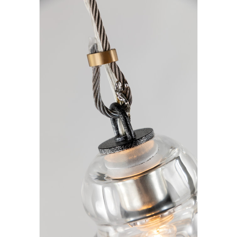 Menlo Park Industrial Old Silver Iron Chandelier with Clear Glass Shades