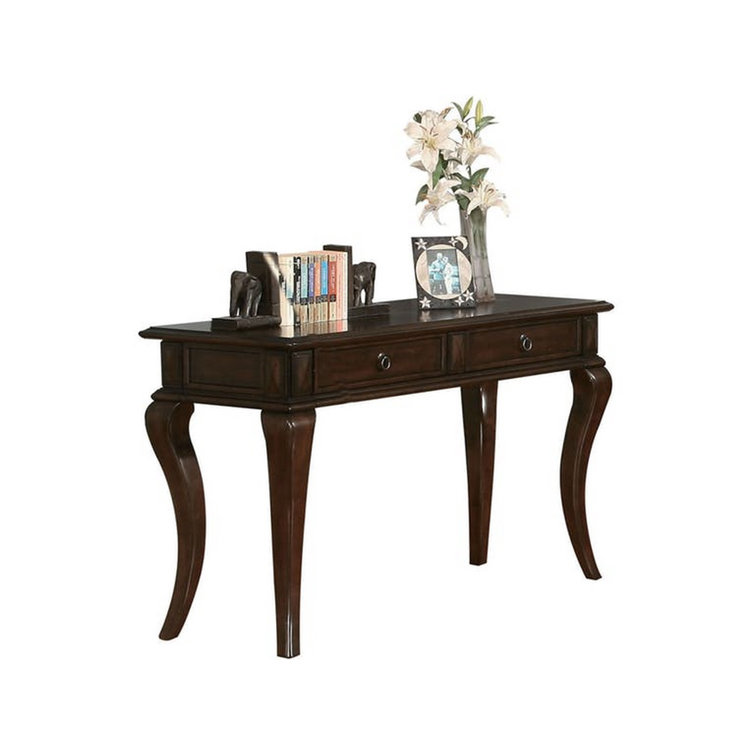Walnut Brown Solid Wood and Metal 51'' Sofa Table with Storage