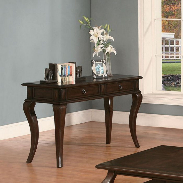 Walnut Brown Solid Wood and Metal 51'' Sofa Table with Storage