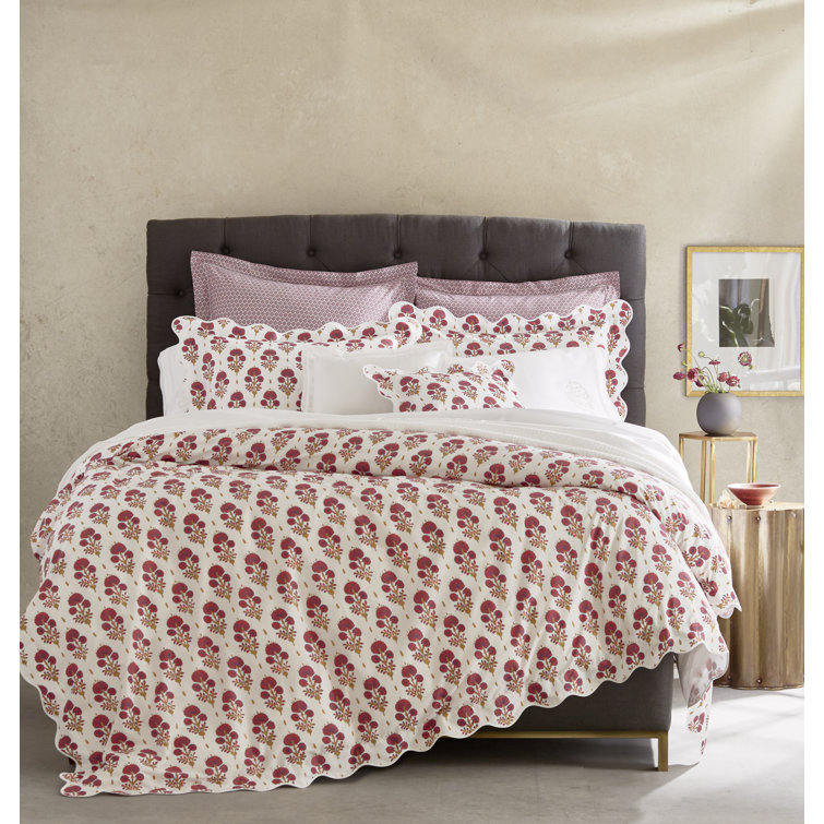 Joplin Mineral Blue Cotton Standard Sham with Scalloped Edges