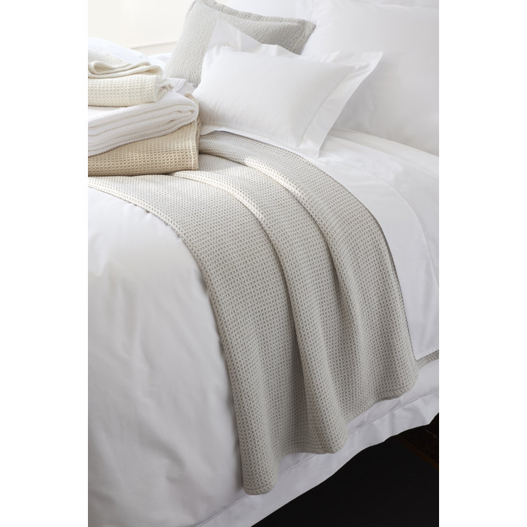 Luxurious White Cotton Waffle Full/Queen Blanket