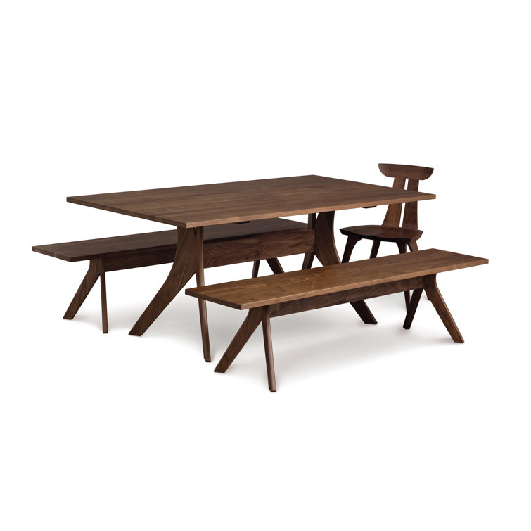 Audrey Natural Walnut Solid Wood Bench with Squared Legs