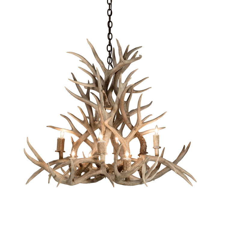 Antique Copper 38" Antler 8-Light Chandelier