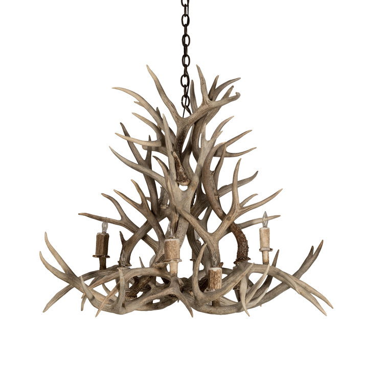 Antique Copper 38" Antler 8-Light Chandelier