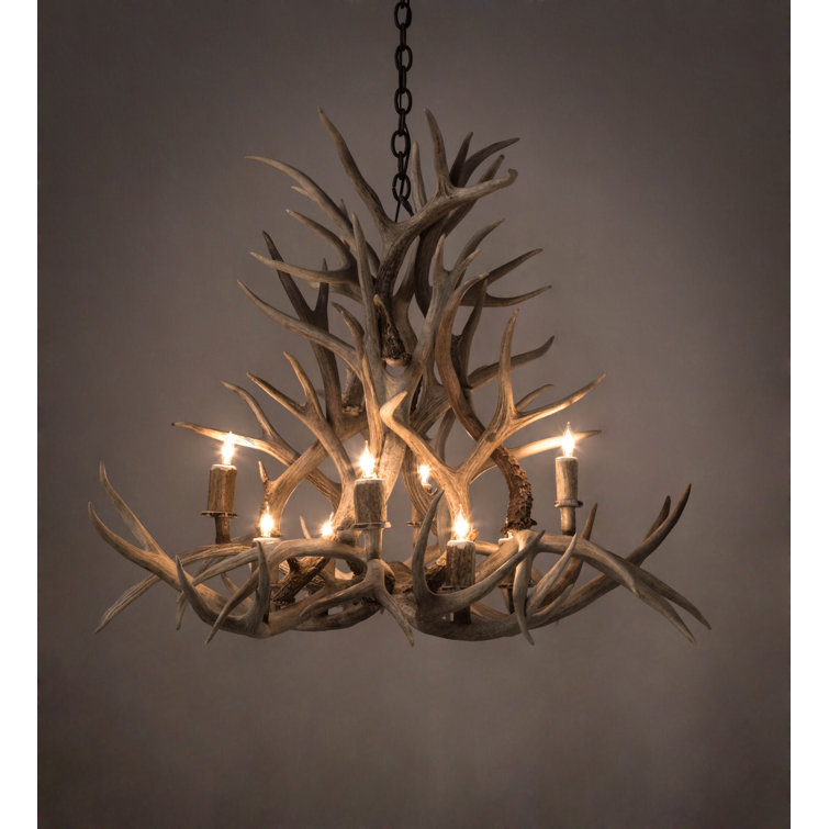 Antique Copper 38" Antler 8-Light Chandelier