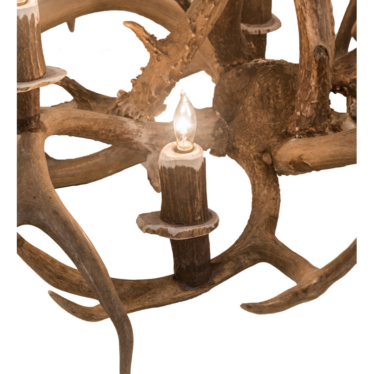 Rustic 8-Light Antler Chandelier with Antique Copper Finish