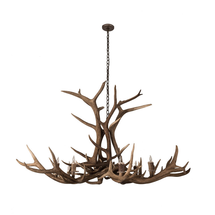 Rustic 8-Light Antler Chandelier with Antique Copper Finish