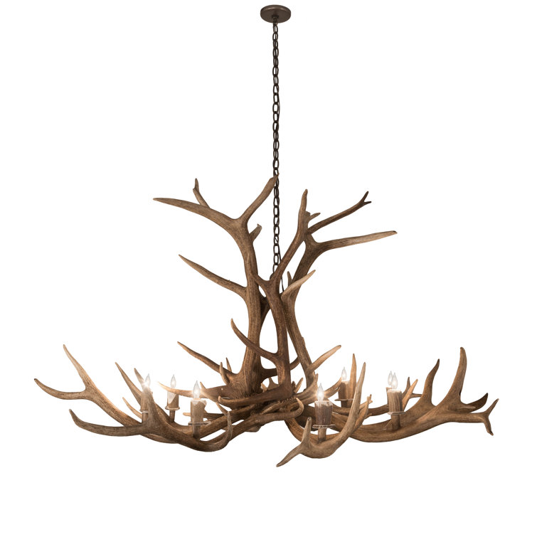Rustic 8-Light Antler Chandelier with Antique Copper Finish